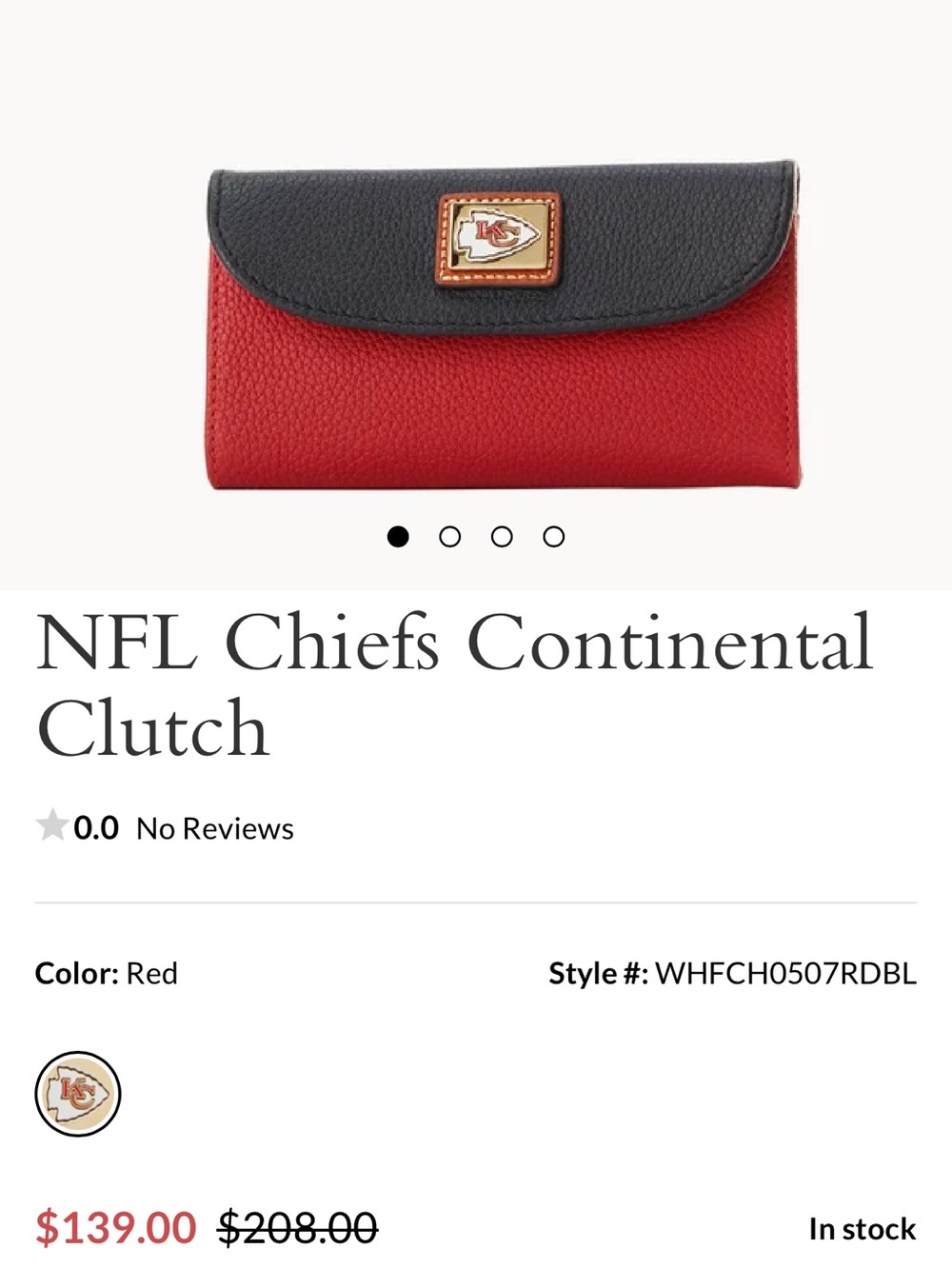 NFL Kansas City Chiefs Fold-Over Continental Clutch in Red and Black